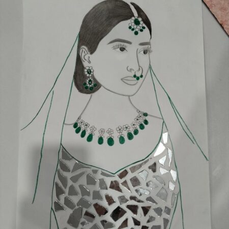 bridal sketch with mirror
